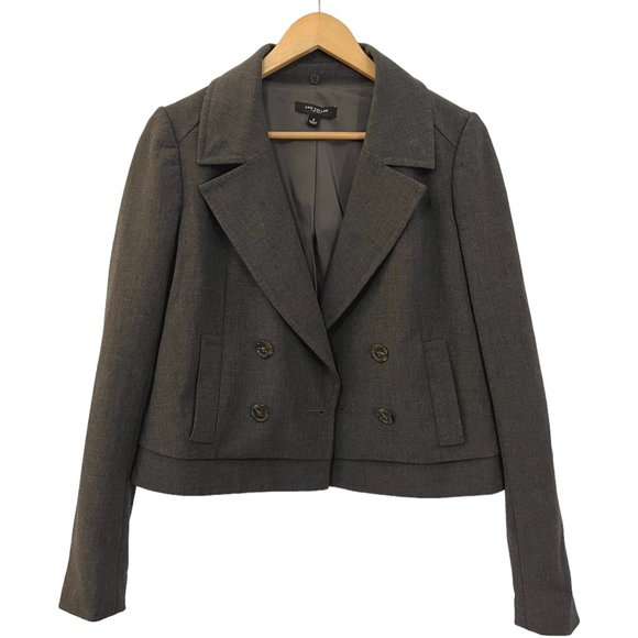 Ann Taylor Jackets & Blazers - Ann Taylor Vintage Gray Double Breasted Crop Blazer Jacket Boxy Office Work 4